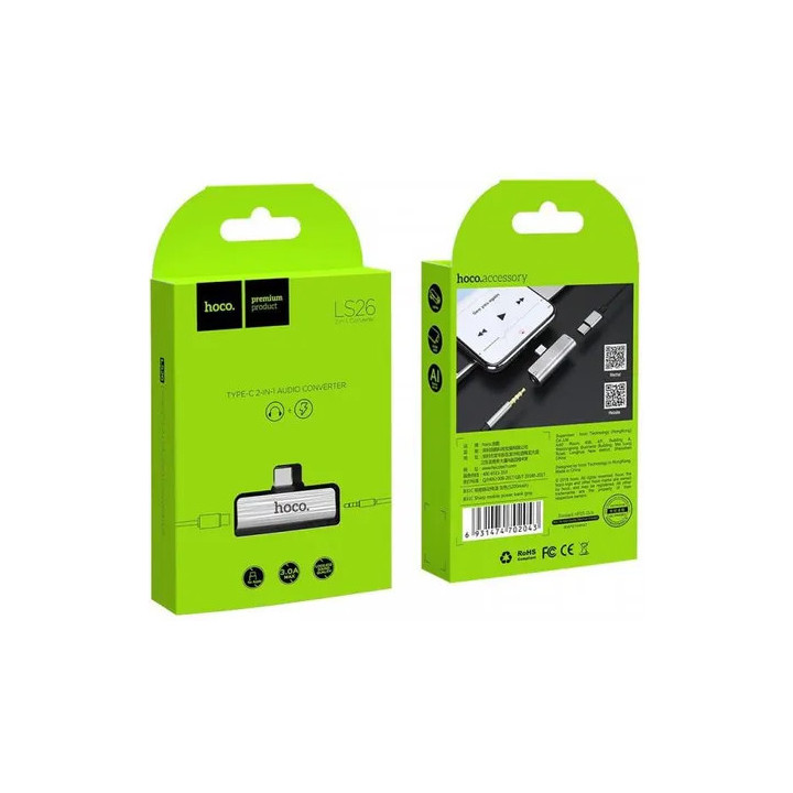 ADAPTER HOCO AUDIO 2W1 TYP-C+JACK+TYP-C LS26