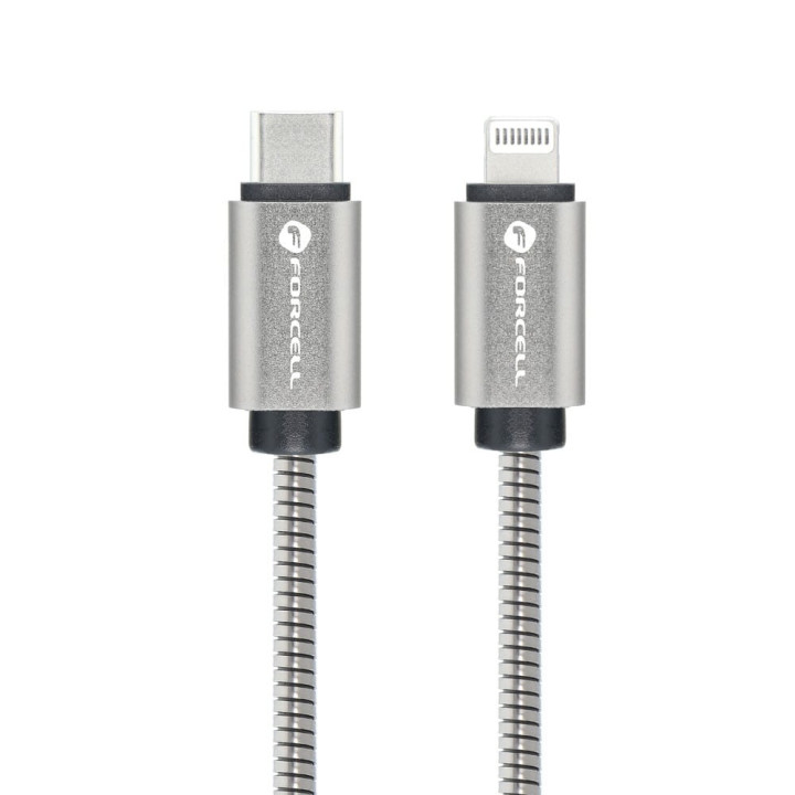 KABEL FORCELL METAL 27W 1M USB-C DO LIGTNING GRAY