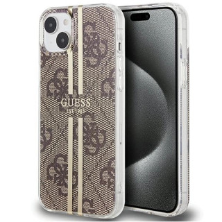 GUESS GOLD STRIPE IPHONE 15 PRO BROWN