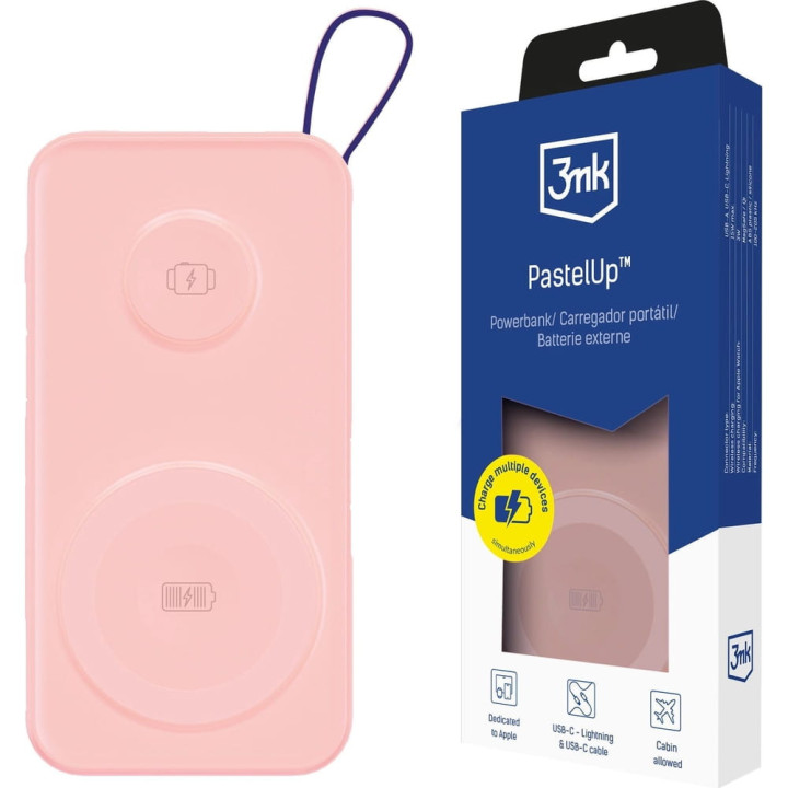 POWER BANK 3MK PASTELUP 10 000MAH USB-C 22,5W PINK
