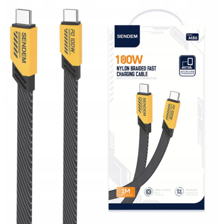 KABEL HOCO SENDEM TYP-C 100W 6A 1,2M BLACK