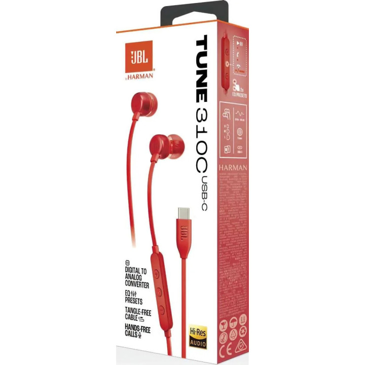 SŁUCHAWKI JBL TUNE 310C USB-C RED