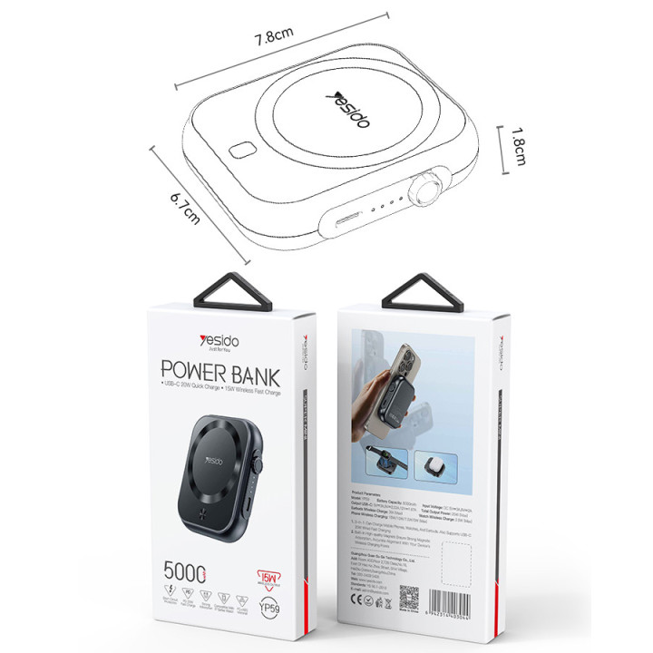 POWER BANK HOCO YESID 5000MAH MAGSAFE PD 20W BLACK