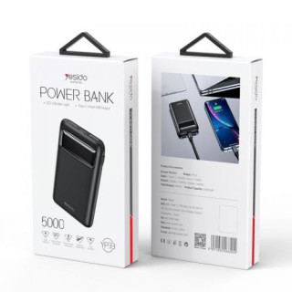 POWER BANK YESIDO 5000MAH LED BLACK