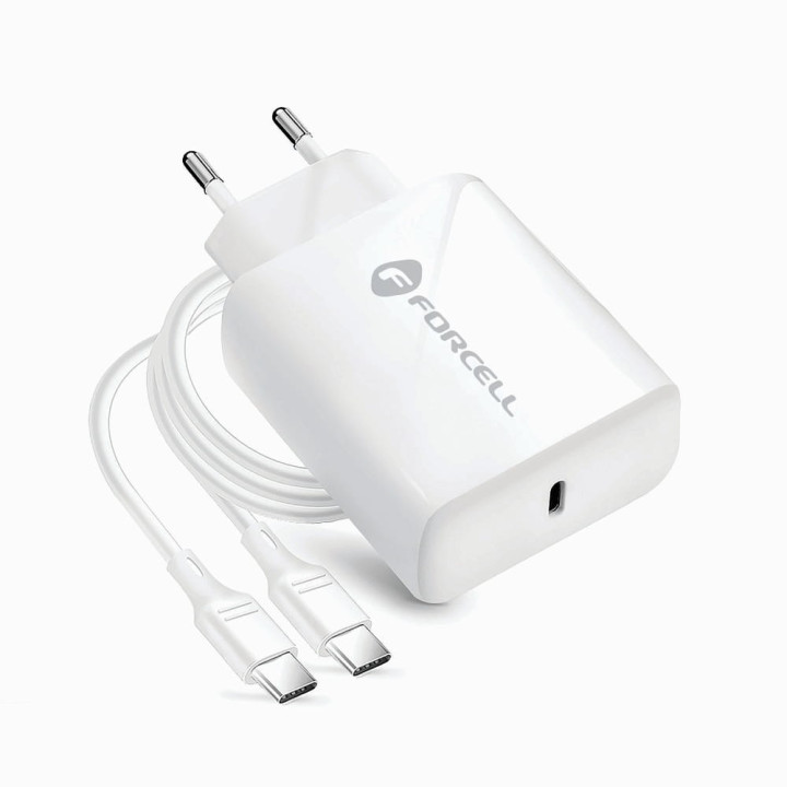 ŁAD SIEC FORCELL USB TYP-C+KABEL 3A 25W POWER DEL