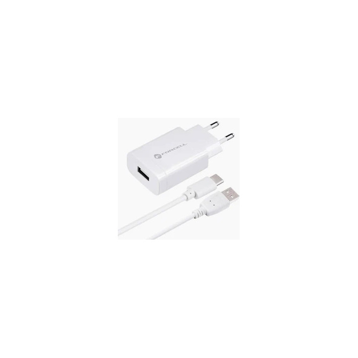 ŁAD SIEC FORCELL USB+KABEL TYP C 18W FAST CHARGER
