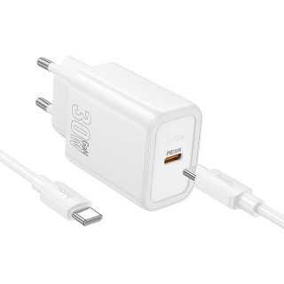 ŁAD SIE HOCO PRESTICO USB-C+KABEL USB-C 30W WHITE