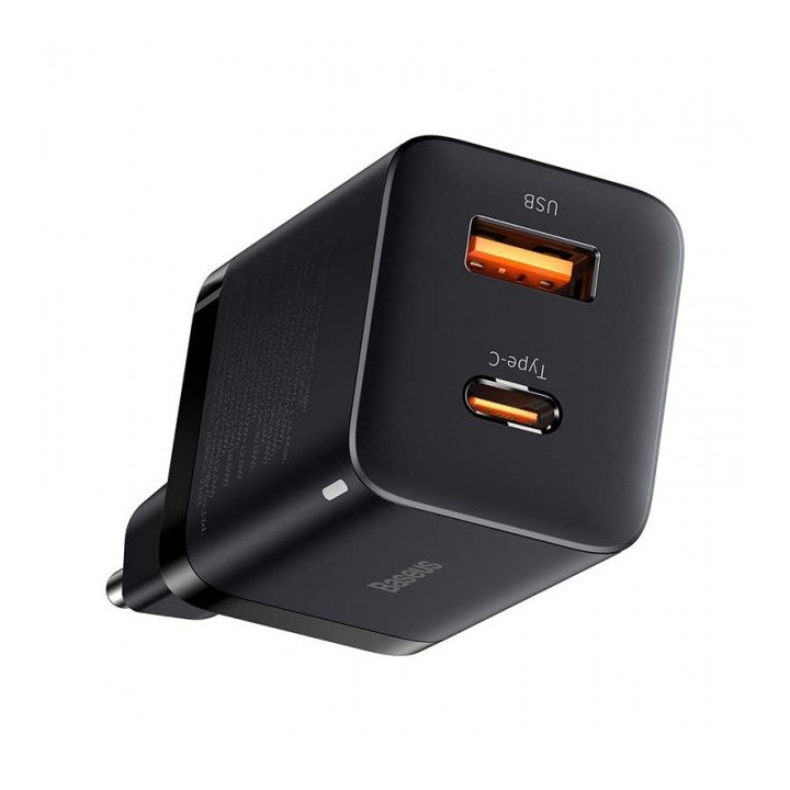 KOSTKA ŁAD SIEC BASEUS 30W USB+USB TYP C PPS BLACK