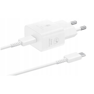 ŁAD SIEC SAMSUNG 25W FAST USB TYP-C+KABEL WHITE