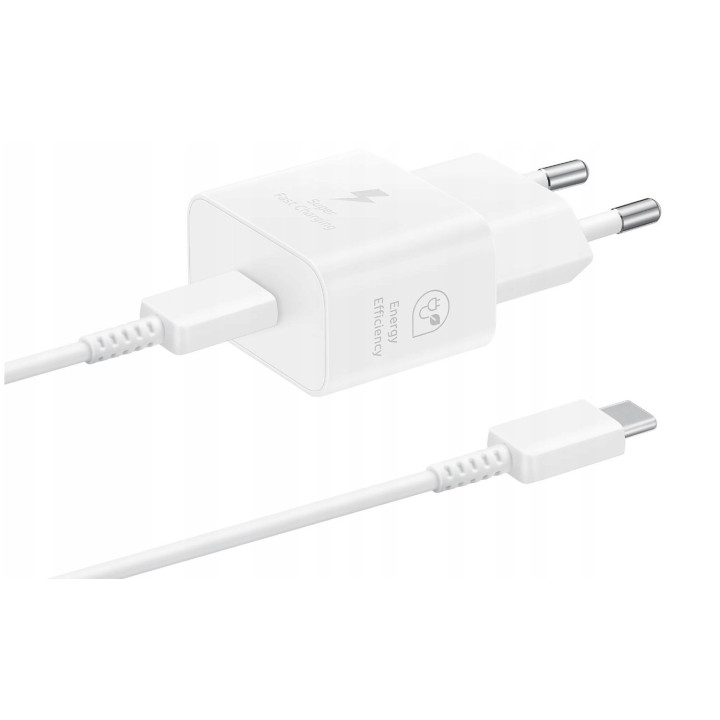 ŁAD SIEC SAMSUNG 25W FAST USB TYP-C+KABEL WHITE