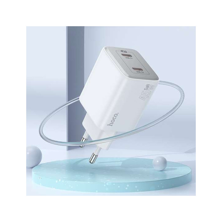KOSTKA ŁAD SIECIOWEJ HOCO 2XUSB-C 45W WHITE