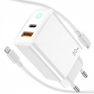 ŁAD SIE HOCO USB-C+KABEL USB-C/LIGHTNING 30W 