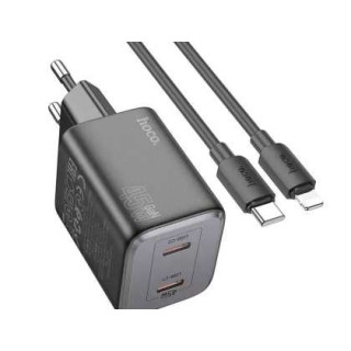 ŁAD SIEC HOCO 2XUSB-C+KABEL USB-C 45W BLACK