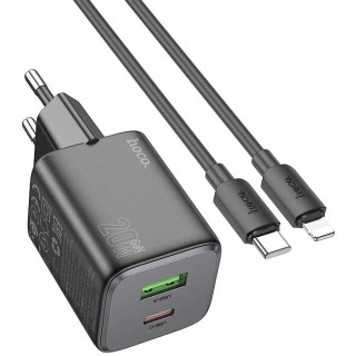 ŁAD SIEC HOCO USB-C+USB-A+KABEL 20W