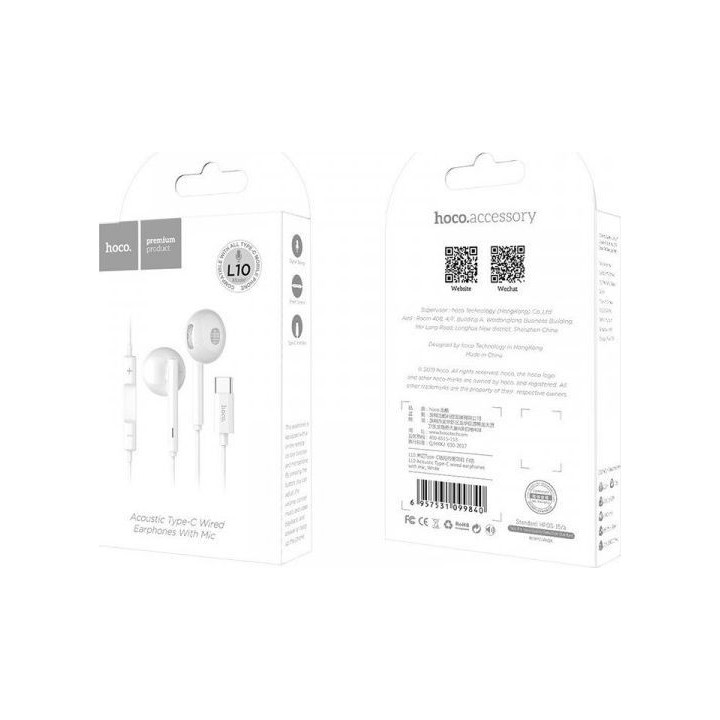 SŁUCHAWKI HOCO L10 TYP-C AUDIO WHITE