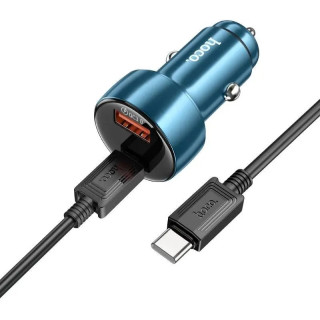 ŁAD SAMOCH HOCO USB-C+KABEL+USB-A 48W Z50 BLUE