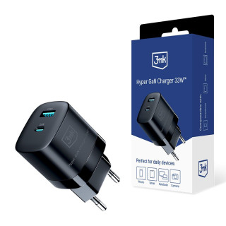 KOSTKA ŁAD SIEC 3MK 33W USB-C+USB-A PD BLACK