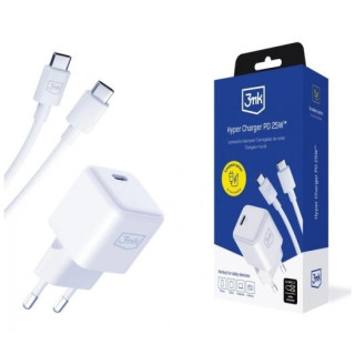 ŁAD SIEC 3MK USB-C+KABEL 25W WHITE