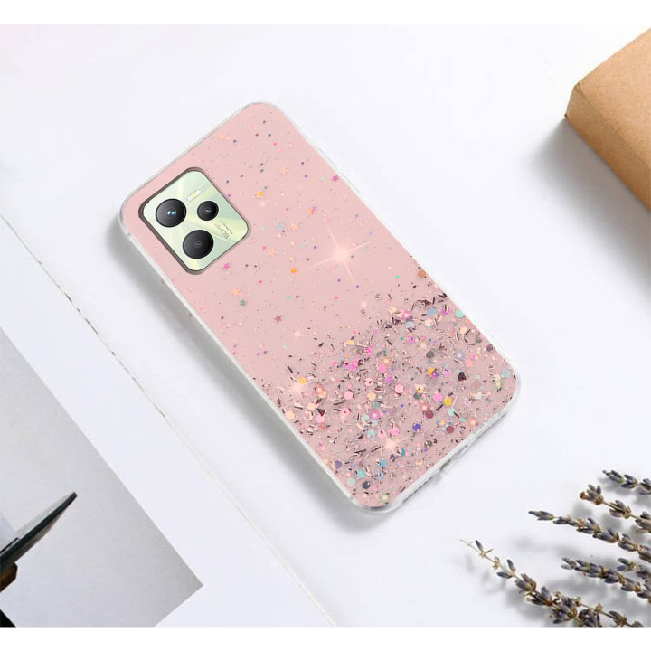 CASE GLUE GLITTER REALME C35 PINK