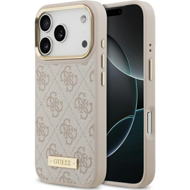 GUESS LOGO PLATE MAGSAFE IPHONE 17 PRO PINK
