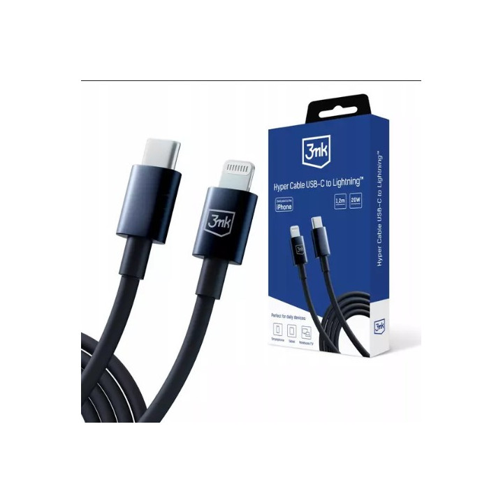 KABEL 3MK USB-C LIGHTNING 1.2M 3A PD20W BLACK