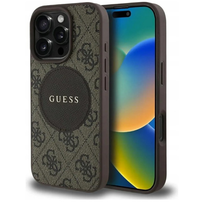 GUESS CLASSIC LOGO MAGSAFE IPHONE 16 PRO BROWN