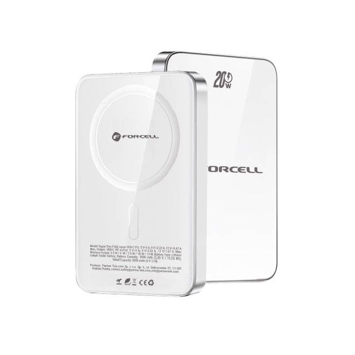 POWER BANK FORCELL 10 000MAH MAGSAFE 15W WHITE