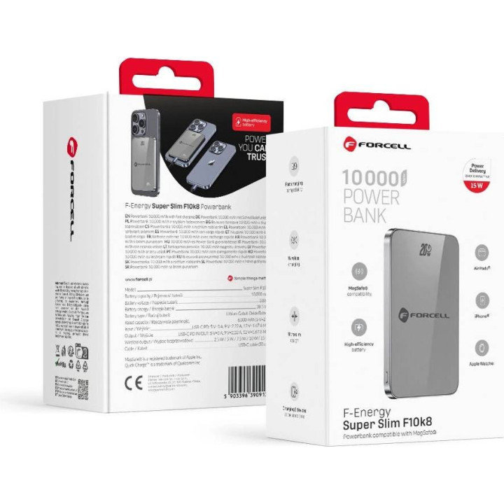 POWER BANK FORCELL 10 000MAH MAGSAFE 15W GRAY