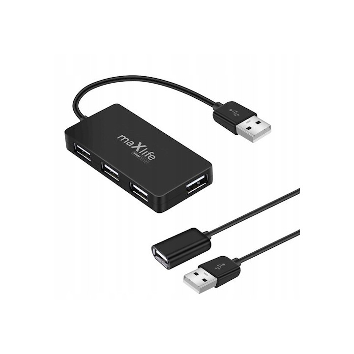 HUB MAXLIFE USB 2.0 4XUSB 0,15M+KABEL 1,5M