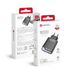 KOSTKA SIECOWA FORCELL 45W USB-C+USB-A GAN3 BLACK