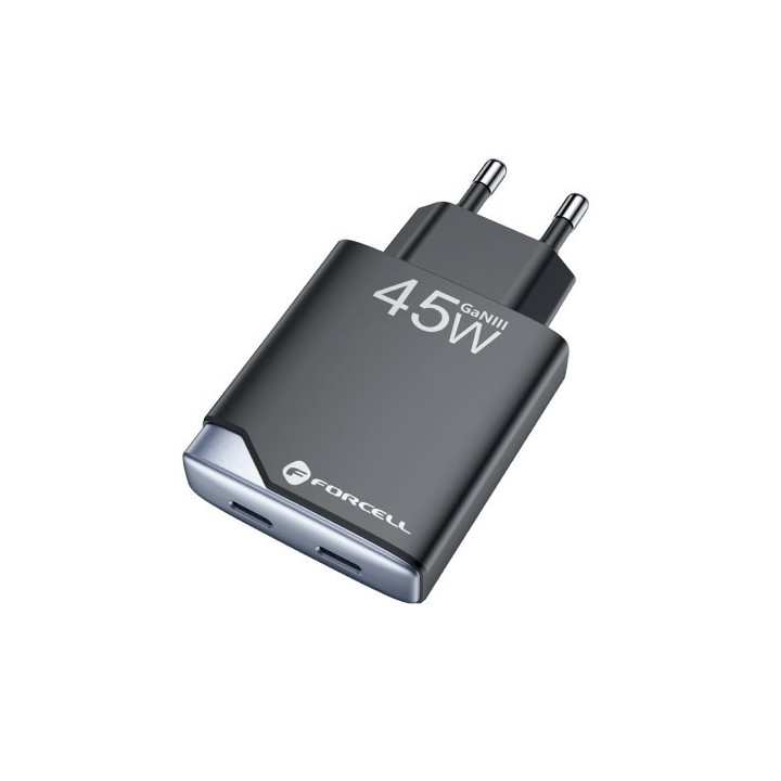 KOSTKA SIECOWA FORCELL 45W USB-C+USB-A GAN3 BLACK