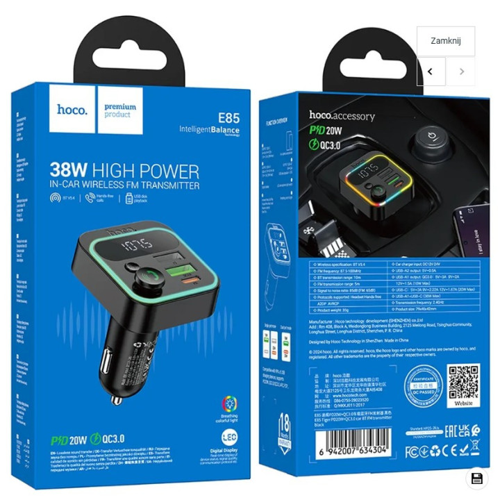 TRANSMITER HOCO PD20W  BLACK