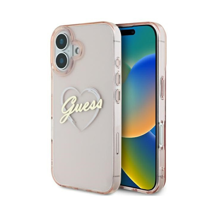 GUESS HARDCASE IML HEART IPHONE 16 PINK