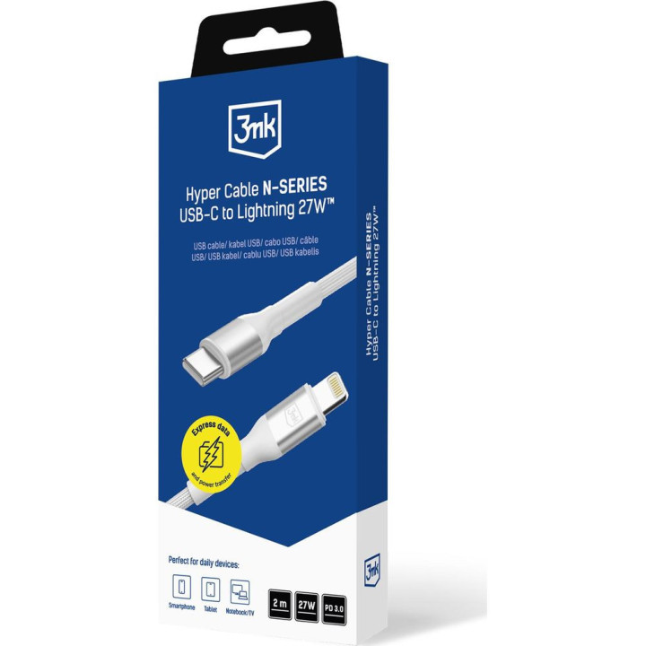 KABEL 3MK USB-C DO LIGHTNING 2M WHITE