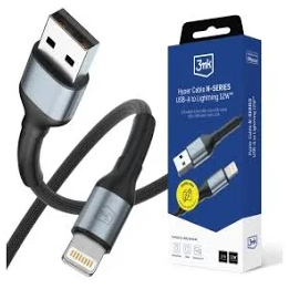 KABEL 3MK USB-A LIGHTNING 2.1A 1,2M BLACK