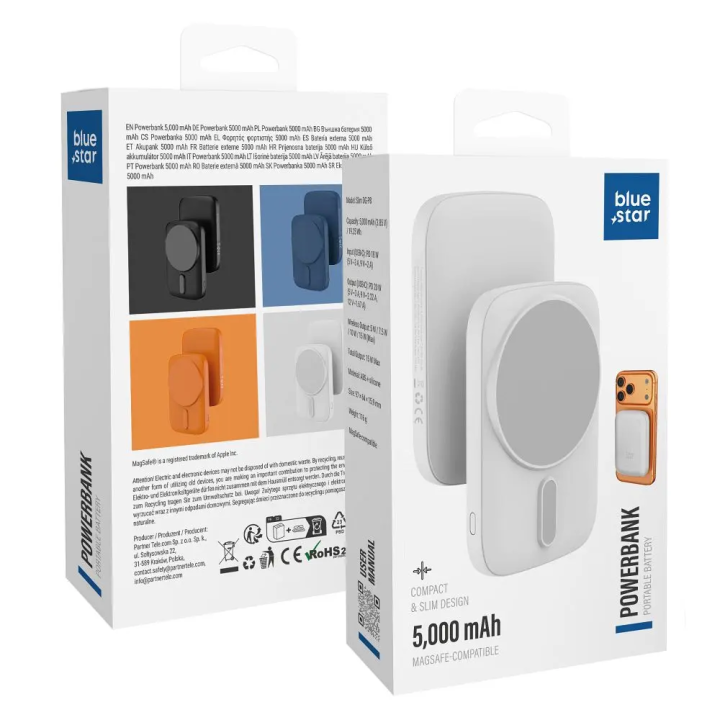 POWER BANK BLUE STAR MAGSAFE 15W 5000MAH WHITE